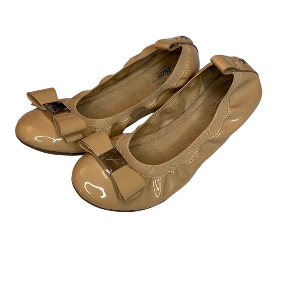 Bass Lana Ballet‎ Flats Women 6M Shoes Tan Slides Round Toes Bow Business Preppy - Picture 1 of 9